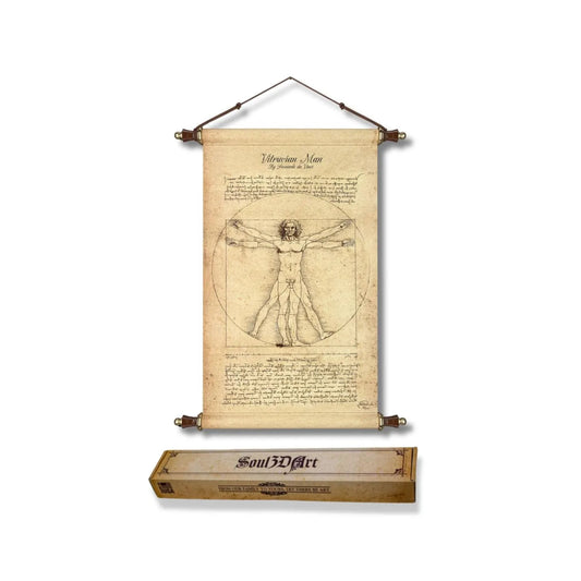 Wall Art – Vitruvian Man Canvas with Leonardo da Vinci